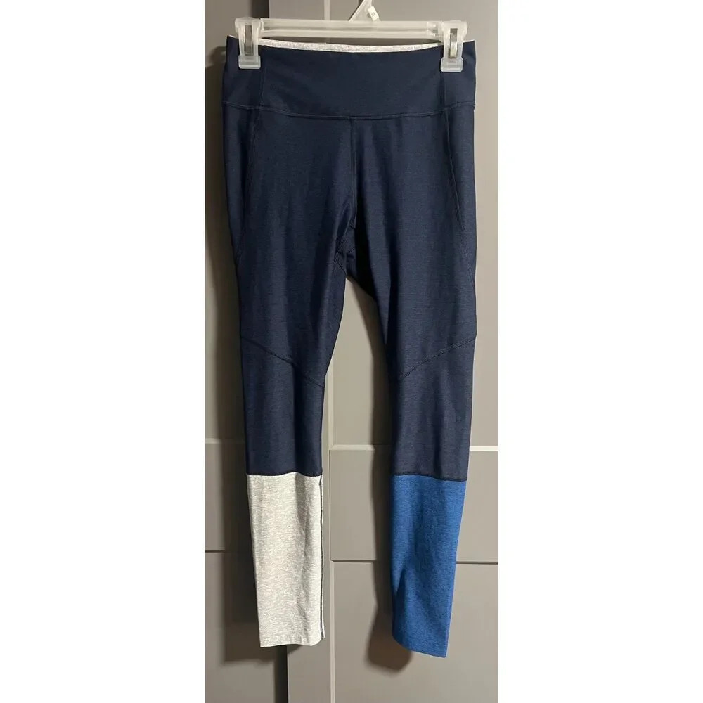 Outdoor Voices Womens Dipped Warmup 7/8 Colorblock Leggings Blue Size Small